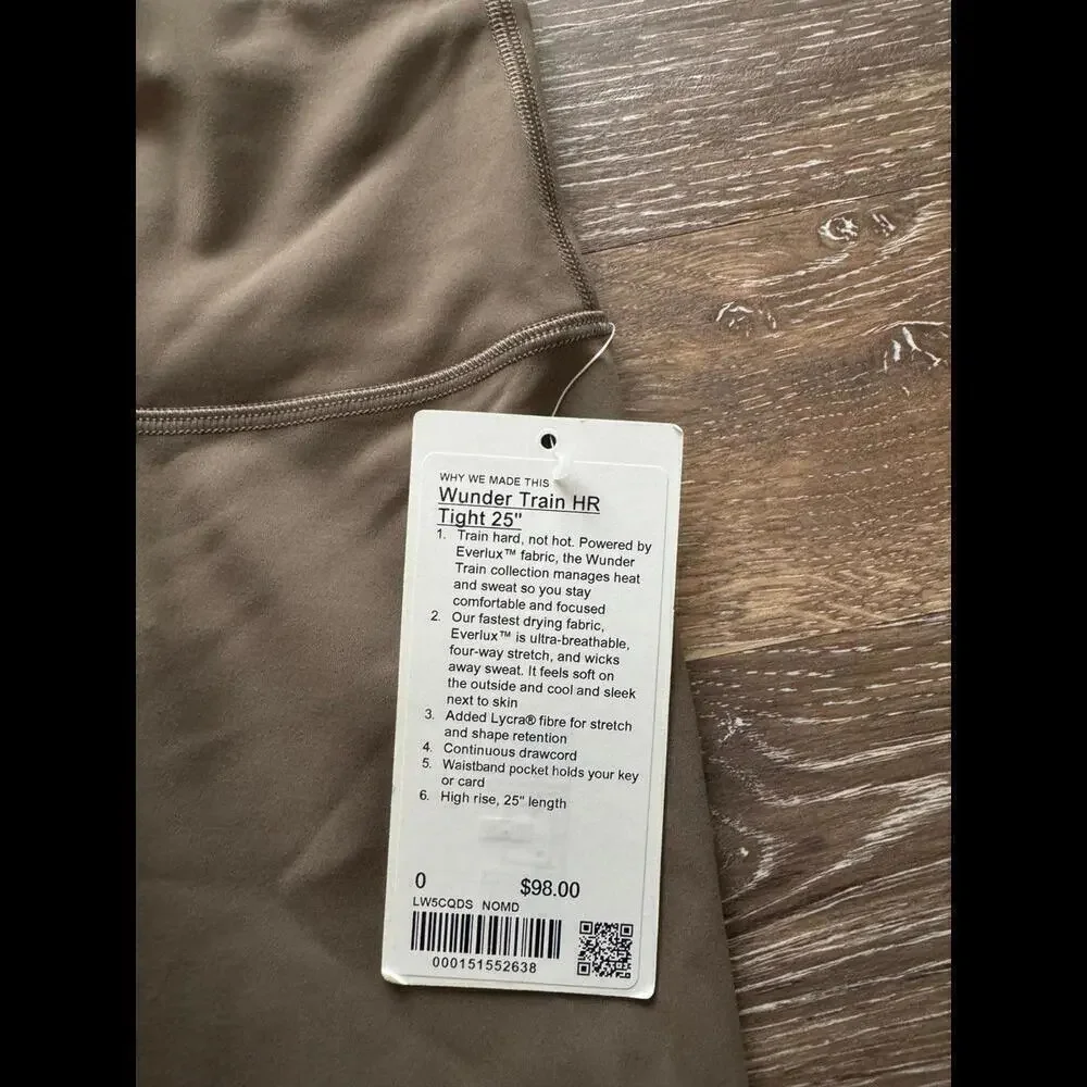 Lululemon Wunder Train High Rise 25” Nomad Size 0 NWT